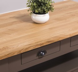 Masa cafea cu 2 sertare 120x65x45cm, blat stejar de la Rustic Butique PS131 - Top Culoare_P061 - Corp Culoare_P028 - DUBLU COLOR