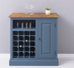 Mobilier mic pentru bar cu suport sticle de la Rustic Butique PS579 - Culoare Top_P064 - Culoare Corp_P051 - DUBLU COLOR