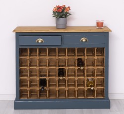 Suport sticle vin cu 2 sertare de la Rustic Butique PS656 - Culoare Top_P002 - Culoare Ext._P051A / Culoare Int._P002 - DUBLU COLOR