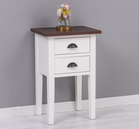 Noptiera cu 2 sertare, blat stejar de la Rustic Butique PS475 - Culoare Top_P081 - Culoare Corp_P039A - DUBLU COLOR