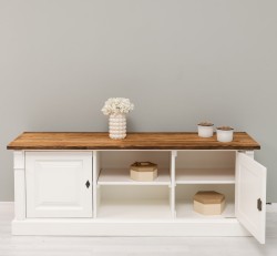 Comoda 2 usi si rafturi deschise de la Rustic Butique PS494 - Culoare Top_P064 - Culoare Corp_P039 - DUBLU COLOR