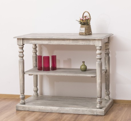 Consola cu picioare strunjite, 1 polita de la Rustic Butique PS178 - Culoare_P091 - PERIAT ADANC