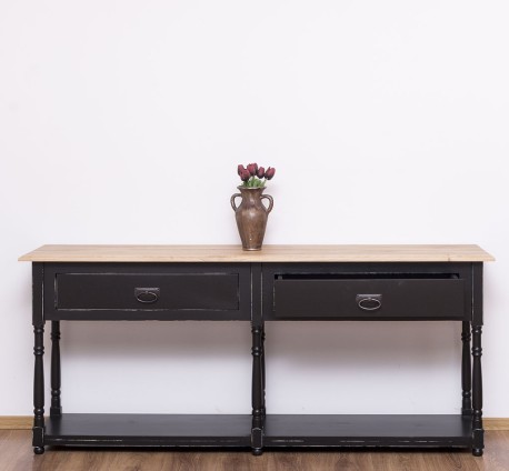 Consola cu 2 sertare, blat stejar de la Rustic Butique PS29 - TopOak - Culoare Top_P061 - Culoare Corp_P003A - DUBLU COLOR