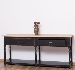 Consola cu 2 sertare, blat stejar de la Rustic Butique PS29 - TopOak - Culoare Top_P061 - Culoare Corp_P003A - DUBLU COLOR