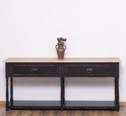 Consola cu 2 sertare, blat stejar de la Rustic Butique PS29 - TopOak - Culoare Top_P061 - Culoare Corp_P003A - DUBLU COLOR