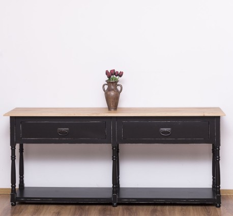 Consola cu 2 sertare, blat stejar de la Rustic Butique PS29 - TopOak - Culoare Top_P061 - Culoare Corp_P003A - DUBLU COLOR