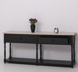 Consola cu 2 sertare, blat stejar de la Rustic Butique PS29 - TopOak - Culoare Top_P063 - Culoare Corp_P003 - DUBLU COLOR