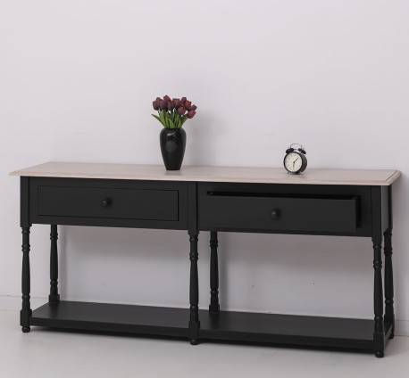 Consola cu 2 sertare, blat stejar de la Rustic Butique PS29 - TopOak - Culoare Top_P063 - Culoare Corp_P003 - DUBLU COLOR