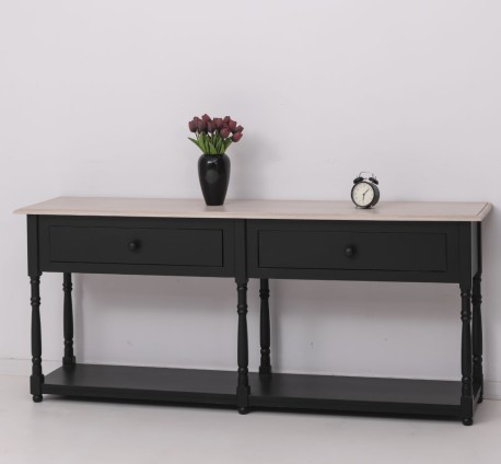 Consola cu 2 sertare, blat stejar de la Rustic Butique PS29 - TopOak - Culoare Top_P063 - Culoare Corp_P003 - DUBLU COLOR