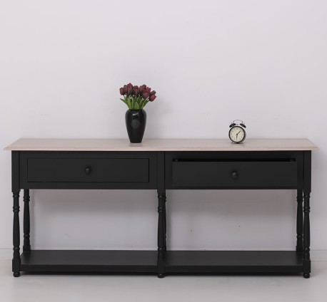 Consola cu 2 sertare, blat stejar de la Rustic Butique PS29 - TopOak - Culoare Top_P063 - Culoare Corp_P003 - DUBLU COLOR