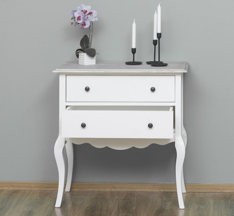 Consola cu picioare curbate, 2 sertare de la Rustic Butique PS79 - Culoare Top_P090 - Culoare Corp_P039 - DUBLU COLOR