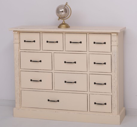 Comoda cu 12 sertare, Colectia Directoire de la Rustic Butique PS485 - Culoare_P029++P025A - 2 STRATURI DE CULORI ANTICHIZAT