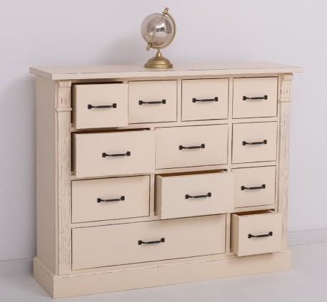 Comoda cu 12 sertare, Colectia Directoire de la Rustic Butique PS485 - Culoare_P029++P025A - 2 STRATURI DE CULORI ANTICHIZAT