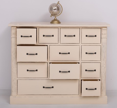 Comoda cu 12 sertare, Colectia Directoire de la Rustic Butique PS485 - Culoare_P029++P025A - 2 STRATURI DE CULORI ANTICHIZAT