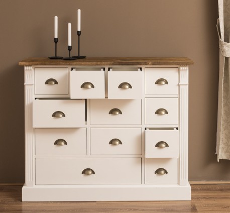 Comoda cu 12 sertare, Colectia Directoire de la Rustic Butique PS485 - Culoare Top_P064 - Culoare Corp_P039 - DUBLU COLOR