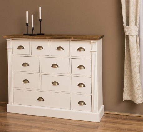 Comoda cu 12 sertare, Colectia Directoire de la Rustic Butique PS485 - Culoare Top_P064 - Culoare Corp_P039 - DUBLU COLOR