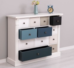 Comoda cu 12 sertare, Colectia Directoire de la Rustic Butique PS485 - Culoare Corp_P039 - Culoare Sertare_Multicolor - MULTICOLOR