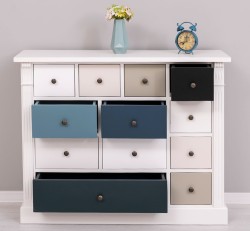 Comoda cu 12 sertare, Colectia Directoire de la Rustic Butique PS485 - Culoare Corp_P039 - Culoare Sertare_Multicolor - MULTICOLOR