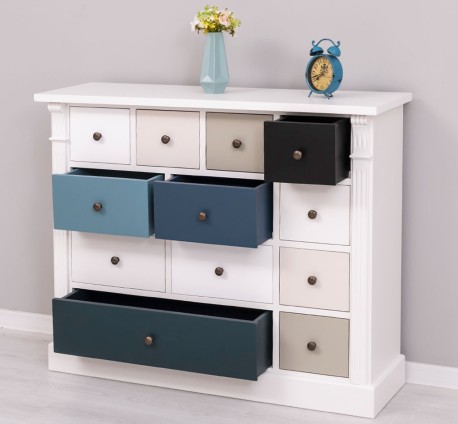 Comoda cu 12 sertare, Colectia Directoire de la Rustic Butique PS485 - Culoare Corp_P039 - Culoare Sertare_Multicolor - MULTICOLOR