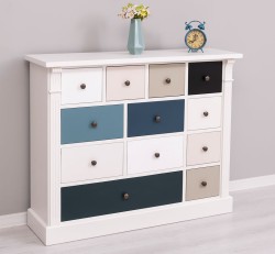 Comoda cu 12 sertare, Colectia Directoire de la Rustic Butique PS485 - Culoare Corp_P039 - Culoare Sertare_Multicolor - MULTICOLOR