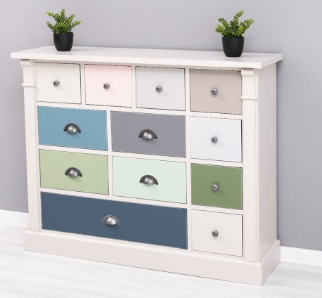 Comoda cu 12 sertare, Colectia Directoire de la Rustic Butique PS485 - Culoare Corp_P024 - Culoare Sertare_Multicolor - MULTICOLOR