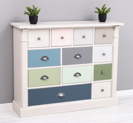 Comoda cu 12 sertare, Colectia Directoire de la Rustic Butique PS485 - Culoare Corp_P024 - Culoare Sertare_Multicolor - MULTICOLOR