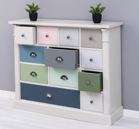 Comoda cu 12 sertare, Colectia Directoire de la Rustic Butique PS485 - Culoare Corp_P024 - Culoare Sertare_Multicolor - MULTICOLOR