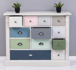 Comoda cu 12 sertare, Colectia Directoire de la Rustic Butique PS485 - Culoare Corp_P024 - Culoare Sertare_Multicolor - MULTICOLOR