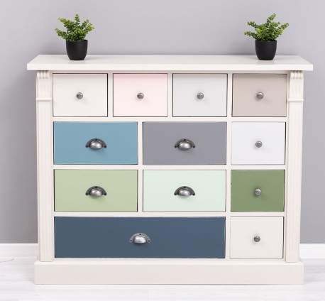 Comoda cu 12 sertare, Colectia Directoire de la Rustic Butique PS485 - Culoare Corp_P024 - Culoare Sertare_Multicolor - MULTICOLOR