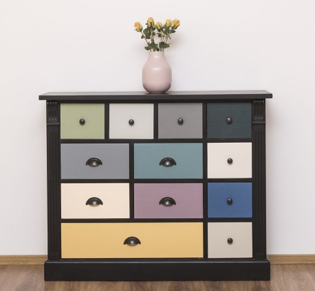 Comoda cu 12 sertare, Colectia Directoire de la Rustic Butique PS485 - Culoare Corp_P003 - Culoare Sertare_Multicolor - MULTICOLOR