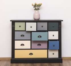 Comoda cu 12 sertare, Colectia Directoire de la Rustic Butique PS485 - Culoare Corp_P003 - Culoare Sertare_Multicolor - MULTICOLOR