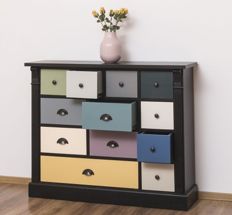 Comoda cu 12 sertare, Colectia Directoire de la Rustic Butique PS485 - Culoare Corp_P003 - Culoare Sertare_Multicolor - MULTICOLOR