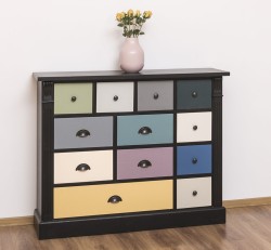 Comoda cu 12 sertare, Colectia Directoire de la Rustic Butique PS485 - Culoare Corp_P003 - Culoare Sertare_Multicolor - MULTICOLOR