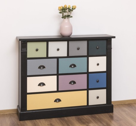 Comoda cu 12 sertare, Colectia Directoire de la Rustic Butique PS485 - Culoare Corp_P003 - Culoare Sertare_Multicolor - MULTICOLOR