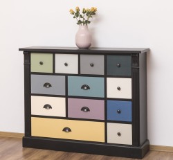 Comoda cu 12 sertare, Colectia Directoire de la Rustic Butique PS485 - Culoare Corp_P003 - Culoare Sertare_Multicolor - MULTICOLOR