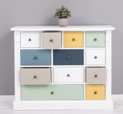 Comoda cu 12 sertare, Colectia Directoire de la Rustic Butique PS485 - Culoare Corp_P004 - Culoare Sertare_Multicolor - MULTICOLOR