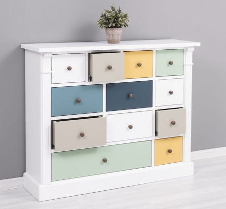 Comoda cu 12 sertare, Colectia Directoire de la Rustic Butique PS485 - Culoare Corp_P004 - Culoare Sertare_Multicolor - MULTICOLOR