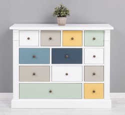 Comoda cu 12 sertare, Colectia Directoire de la Rustic Butique PS485 - Culoare Corp_P004 - Culoare Sertare_Multicolor - MULTICOLOR