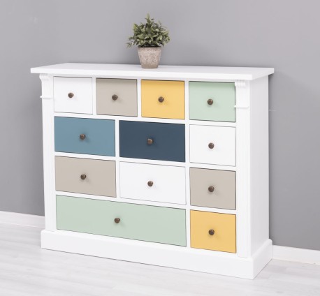 Comoda cu 12 sertare, Colectia Directoire de la Rustic Butique PS485 - Culoare Corp_P004 - Culoare Sertare_Multicolor - MULTICOLOR