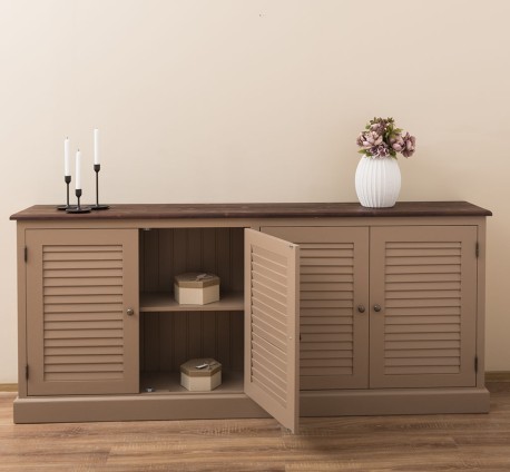 Bufet cu 4 usi, Colectia Shutter de la Rustic Butique PS570 - Culoare Top_P083 - Culoare Corp_P088 - DUBLU COLOR