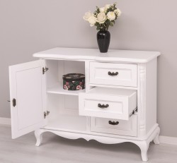 Comoda cu 1 usa si 3 sertare Chic, sertare pe sine soft close de la Rustic Butique PS645 - Culoare_P030++P004A - 2 STRATURI DE CULORI ANTICHIZAT