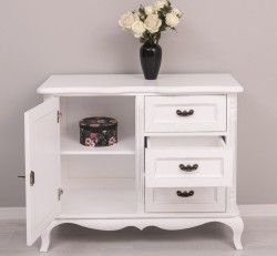 Comoda cu 1 usa si 3 sertare Chic, sertare pe sine soft close de la Rustic Butique PS645 - Culoare_P030++P004A - 2 STRATURI DE CULORI ANTICHIZAT