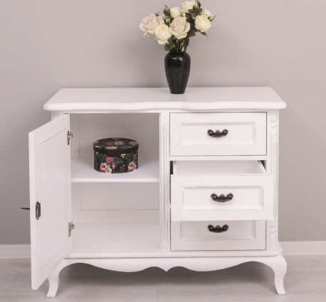 Comoda cu 1 usa si 3 sertare Chic, sertare pe sine soft close de la Rustic Butique PS645 - Culoare_P030++P004A - 2 STRATURI DE CULORI ANTICHIZAT