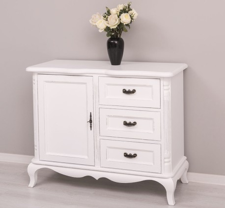 Comoda cu 1 usa si 3 sertare Chic, sertare pe sine soft close de la Rustic Butique PS645 - Culoare_P030++P004A - 2 STRATURI DE CULORI ANTICHIZAT