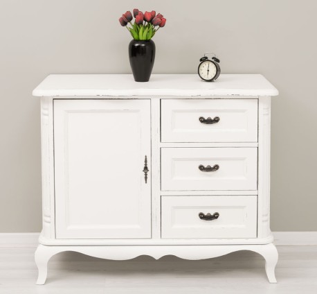 Comoda cu 1 usa si 3 sertare Chic, sertare pe sine soft close de la Rustic Butique PS645 - Culoare_P086++P039A - 2 STRATURI DE CULORI ANTICHIZAT