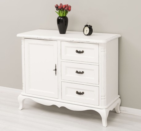 Comoda cu 1 usa si 3 sertare Chic, sertare pe sine soft close de la Rustic Butique PS645 - Culoare_P086++P039A - 2 STRATURI DE CULORI ANTICHIZAT