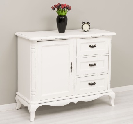 Comoda cu 1 usa si 3 sertare Chic, sertare pe sine soft close de la Rustic Butique PS645 - Culoare_P086++P039A - 2 STRATURI DE CULORI ANTICHIZAT