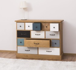Comoda cu 13 sertare de la Rustic Butique PS103 - Culoare Corp_P002 - Culoare Sertare_Multicolor - MULTICOLOR