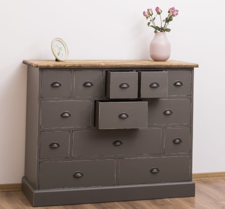 Comoda cu 13 sertare de la Rustic Butique PS103 - Culoare Top_P064 - Culoare Corp_P024++P022A - TRIPLU COLOR