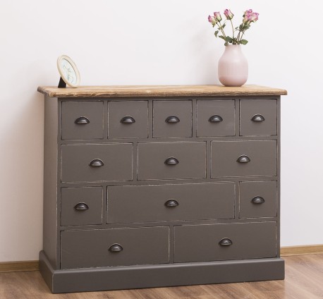 Comoda cu 13 sertare de la Rustic Butique PS103 - Culoare Top_P064 - Culoare Corp_P024++P022A - TRIPLU COLOR